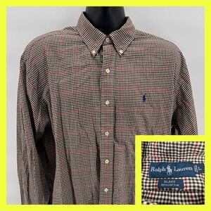 Ralph Lauren Blake Men's Long Sleeve Button Down Shirt Plaid Size L 100 Cotton